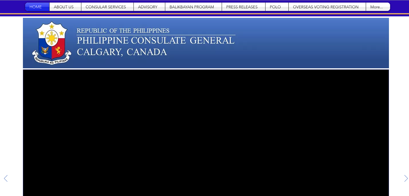 Screenshot of the old website of the Philippine Consulate General to Calgary, Canada